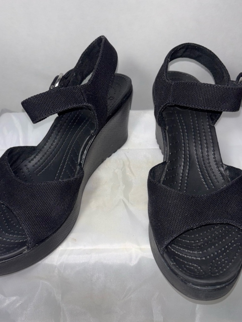 Crocs Women's Black Wedge Sandals - Comfortable Everyday Style